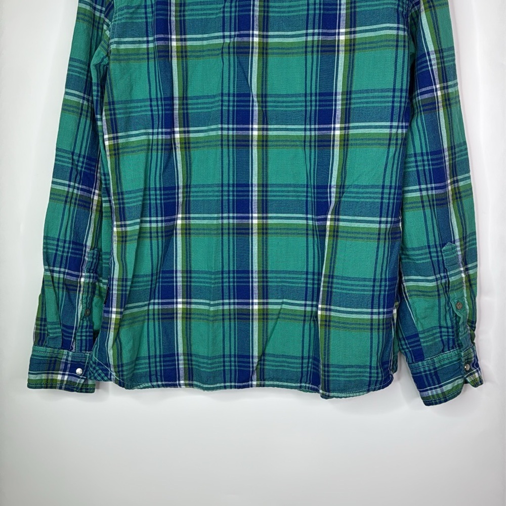 Kuhl Green Blue Long Sleeve Button Up Plaid Shirt Size Medium - Picture 6 of 9